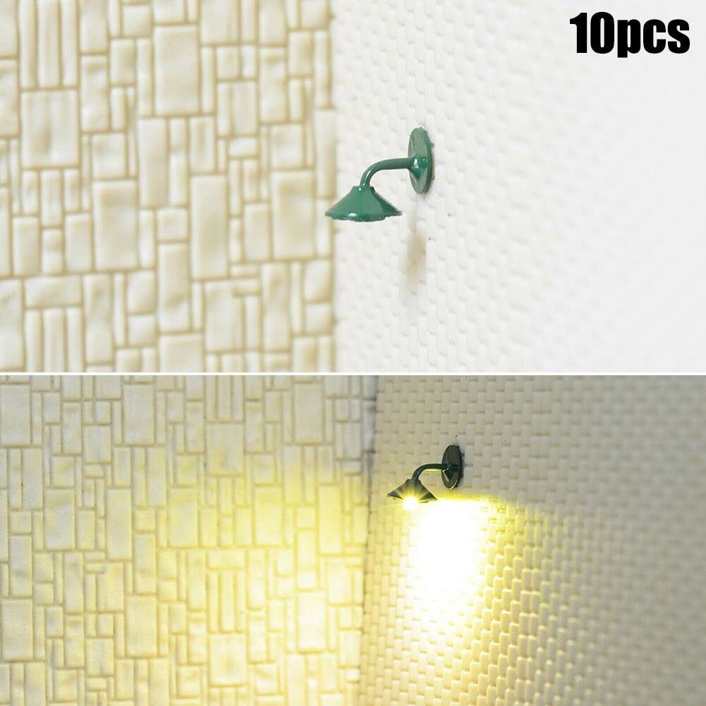10 X OO / HO Scale Street Bracket Light Model Wall Lamp Posts LED Building
