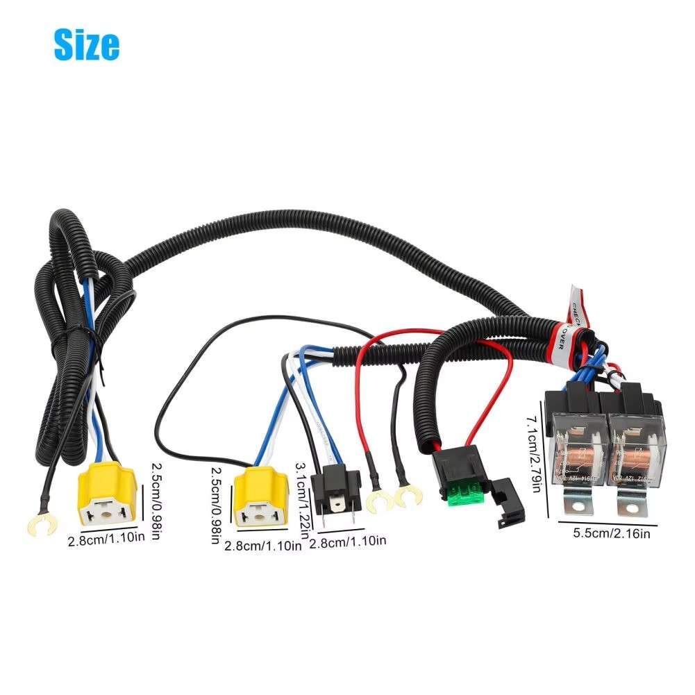 H4 Led Headlight Relay Wiring Harness Kit for H6054 H5054 H6054LL 6014 6052 6053