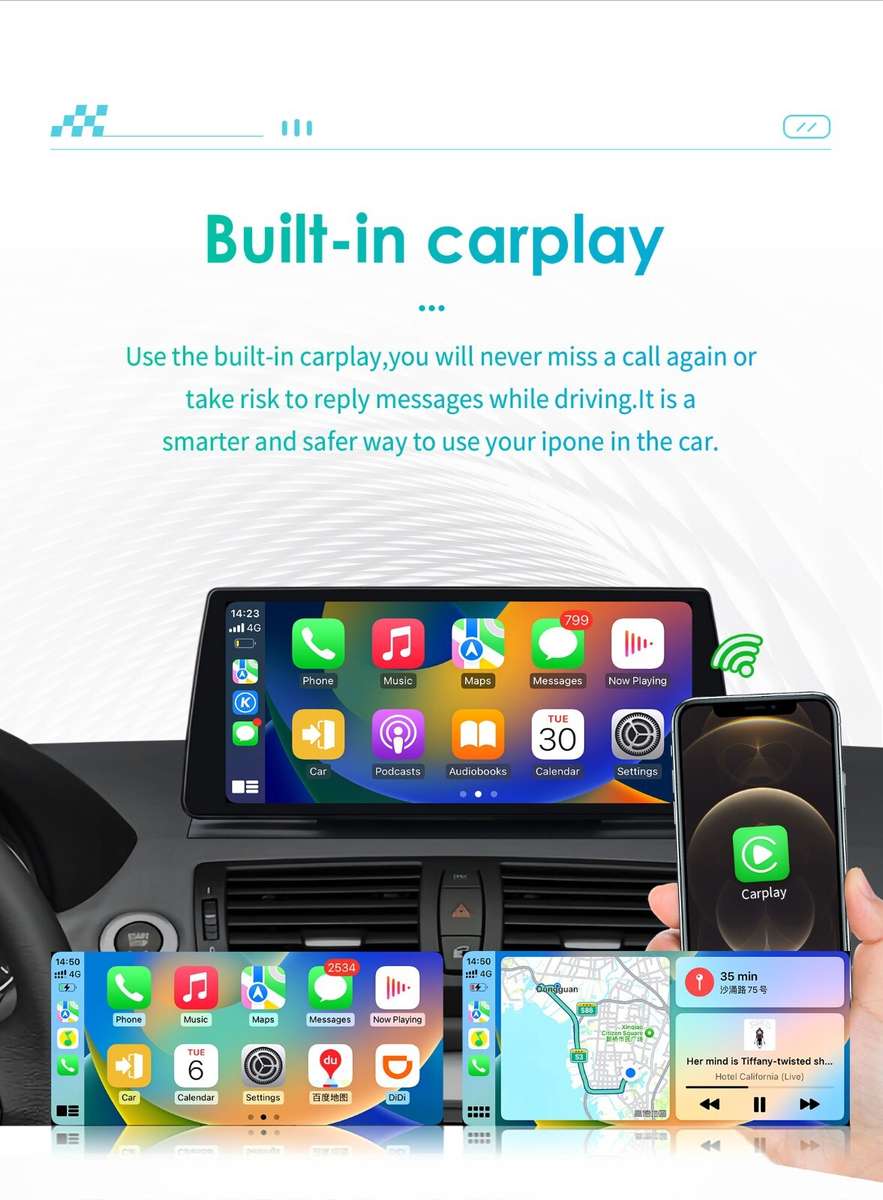 8Core Android 14 Stereo GPS 10.25" For BMW 1Series E82 E81 E87 E88 CarPlay Radio