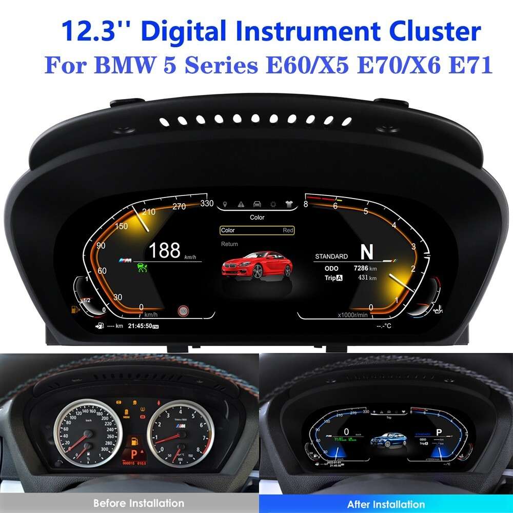 For BMW 5 Series E60 E70 2008~2013 LCD Cluster Instrument Speedometer 12.3 Inch