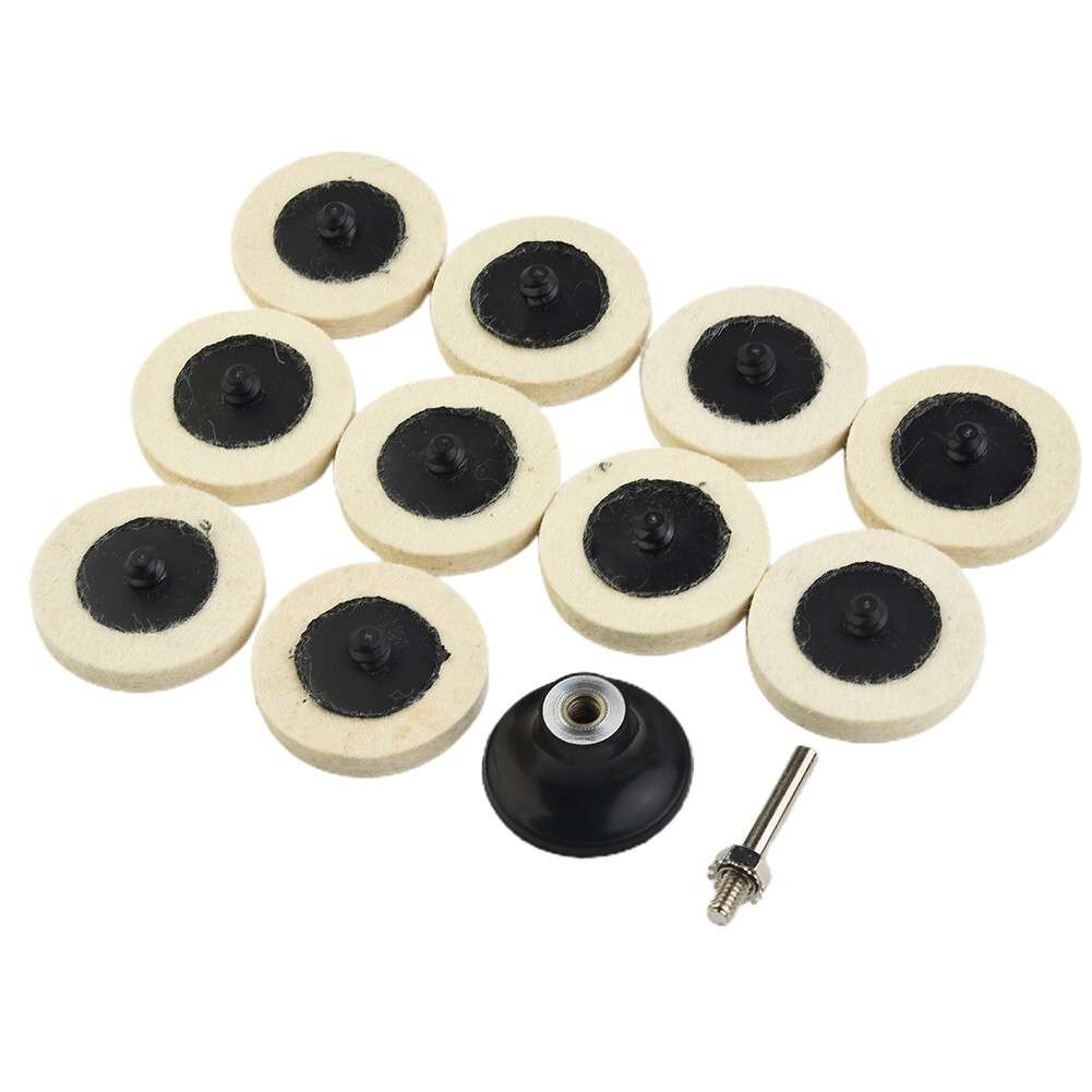 10 Pcs 50mm/2 Compressed Wool Felt Disc Polishing Buffing Pads Wheels+ 1 Holder