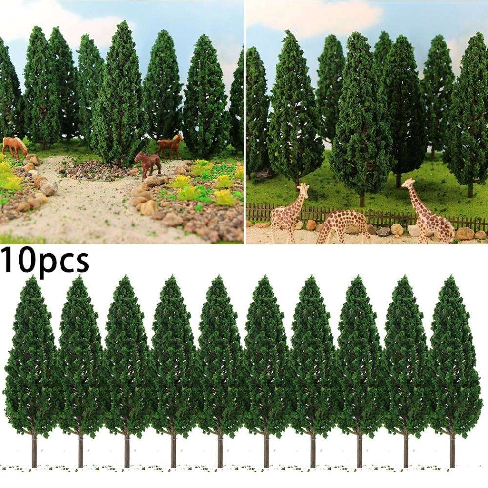 10x 15cm Model Pine Trees Green For O G Scale Railway Scenery Layout