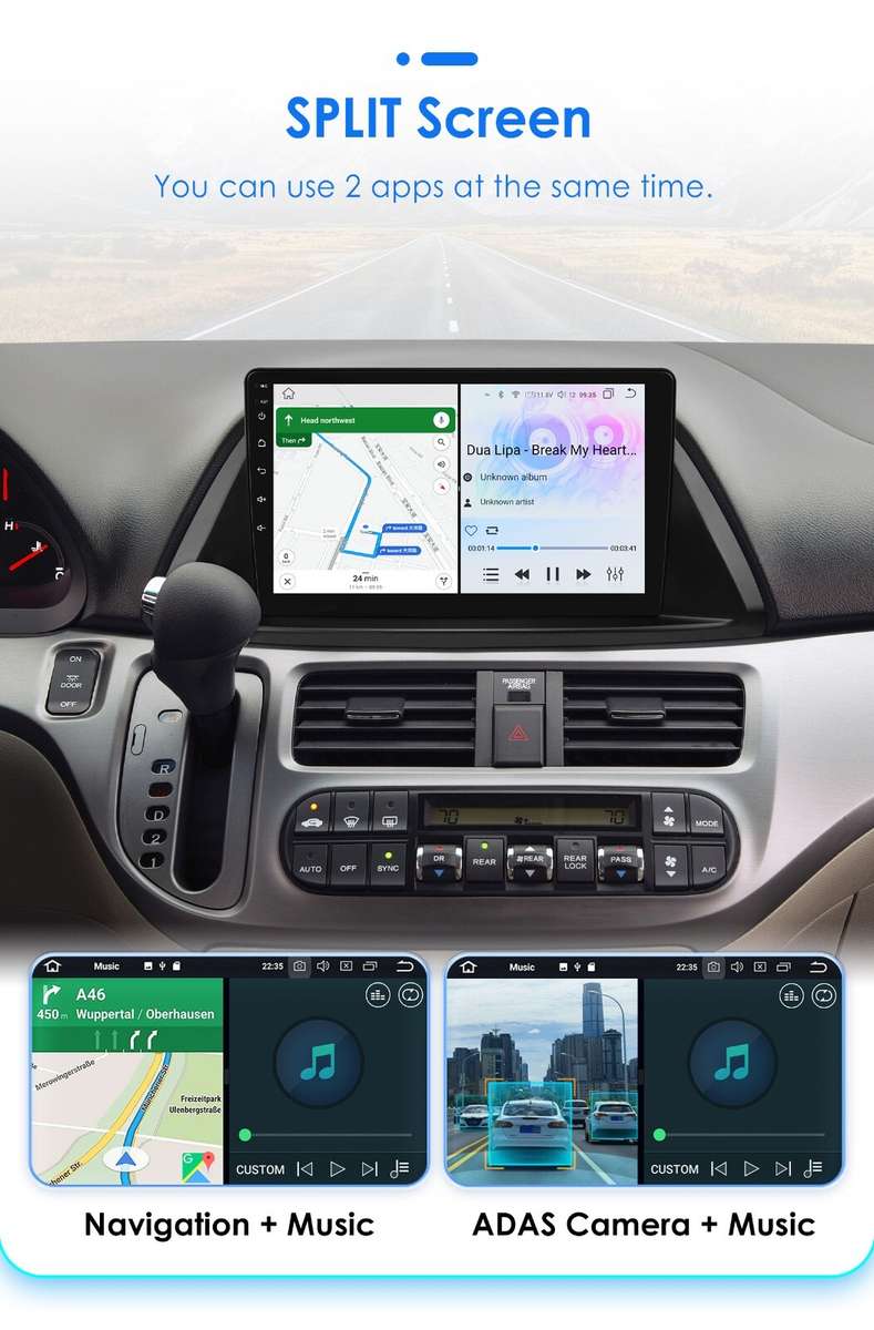 4+32G For 2005-2010 Honda Odyssey Android 14 Carplay Radio Stereo GPS Navigation
