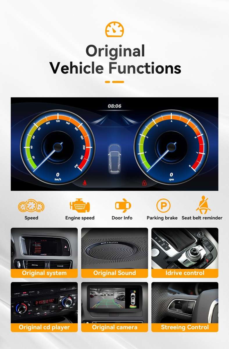 10.25" Screen Android 13 Carplay Car Radio GPS SWC for Audi A4 A5 S4 RS5 2009-16