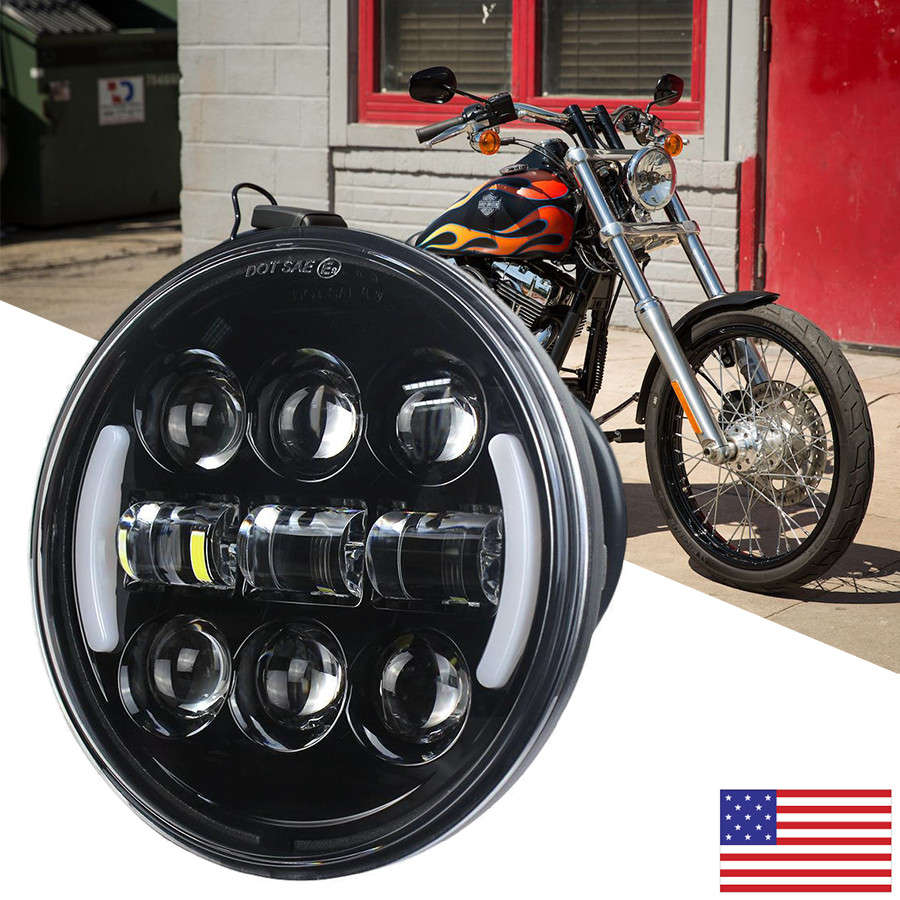 For Yamaha Virago 250 750 535 1100 Vmax 1200 5.75" LED Headlight Projector Hi/Lo