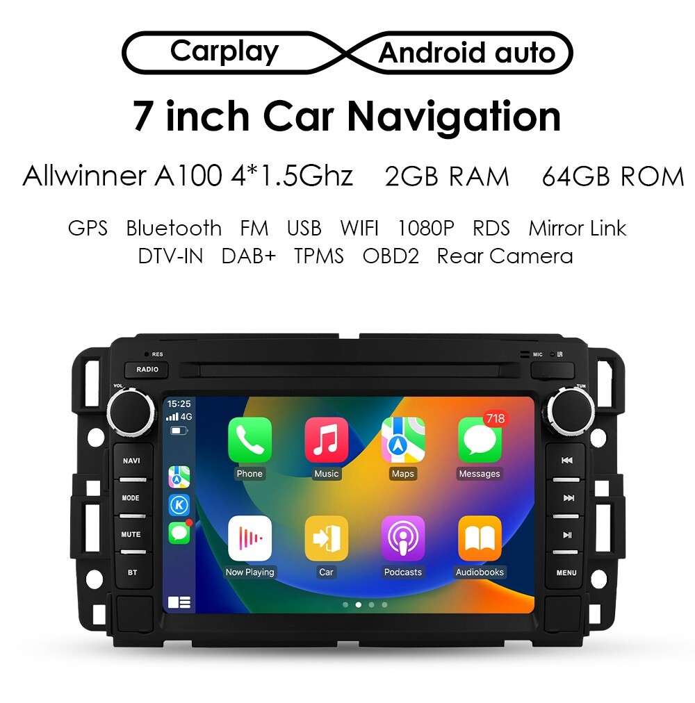 Android 13 CarPlay Car Radio GPS 2+64GB RDS For GMC Yukon Chevy Silverado Sierra