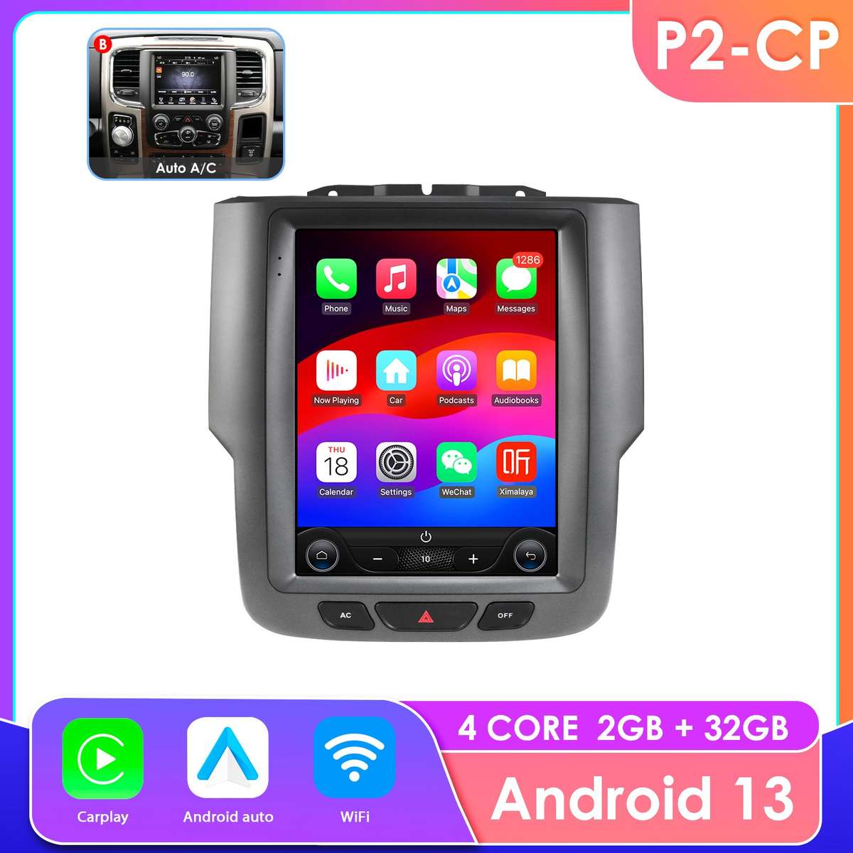 9.7" Screen For Dodge Ram 1500 2500 3500 2013-18 Android 14 Car Stereo Radio GPS