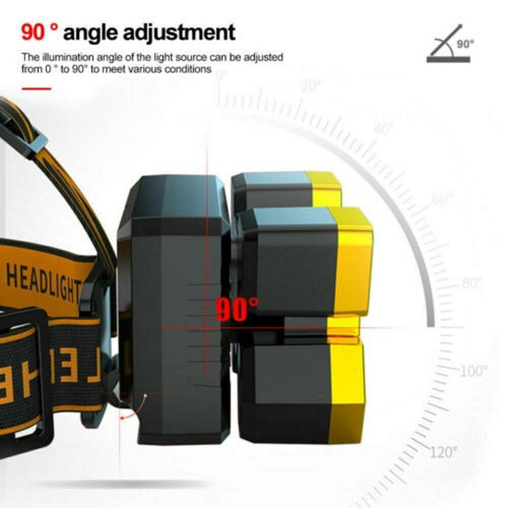 750000LM COB Headlamp Rechargeable Head Light Flashlight Torch Lamp Waterproof