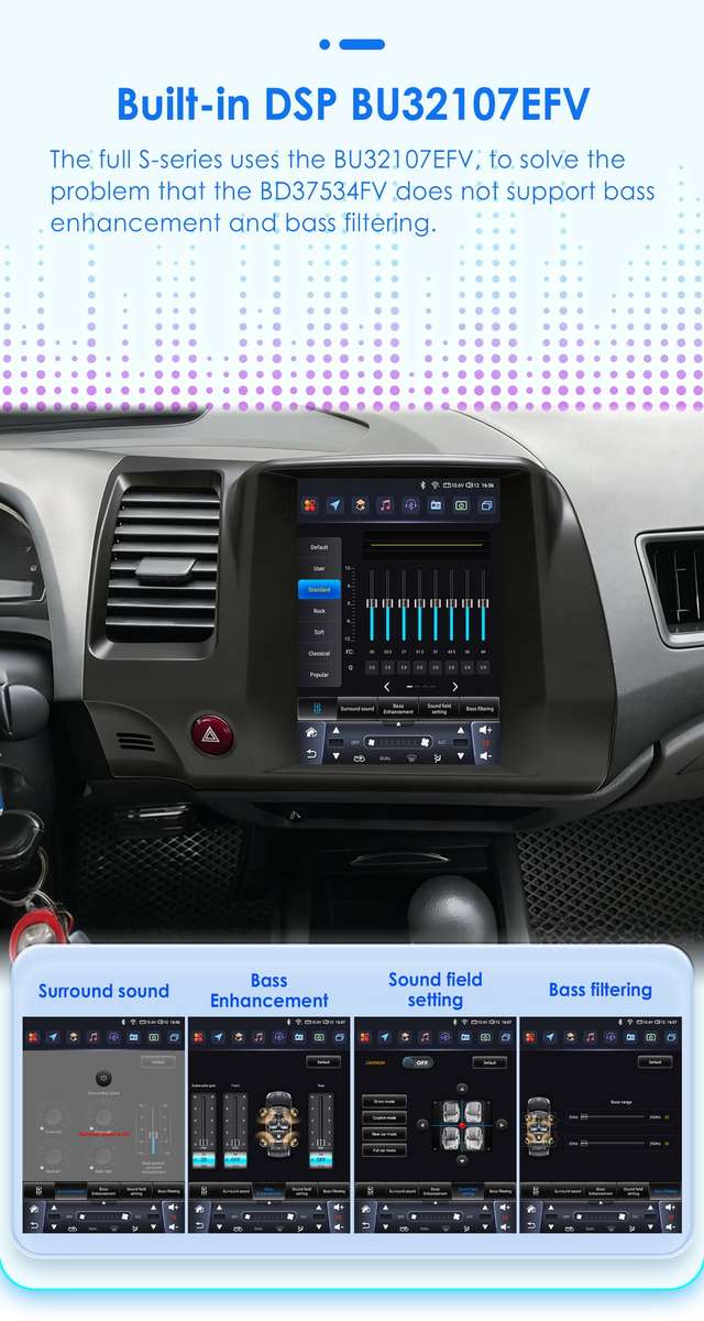 9.7" Screen For Honda Civic 2006-2011 CarPlay Stereo Radio 8Core Android 14 GPS