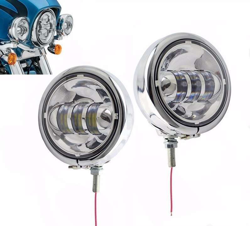 4.5" LED Projector Auxiliary Passing Spot Fog Head Light Lamp For Harley Touring