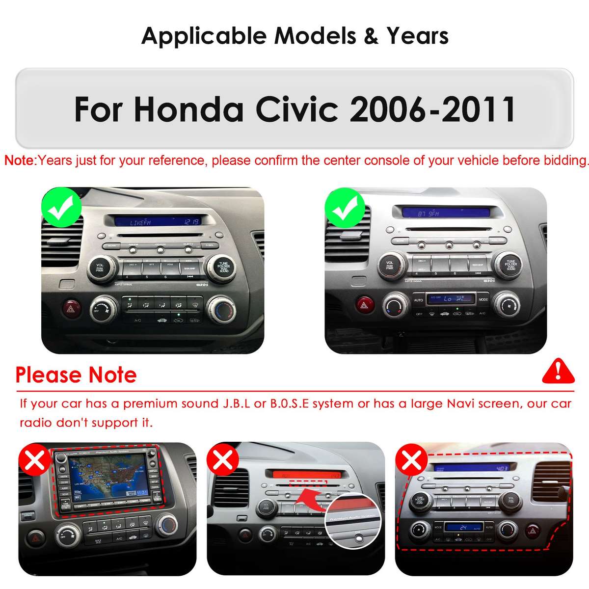 9.7" Screen For Honda Civic 2006-2011 CarPlay Stereo Radio 8Core Android 14 GPS