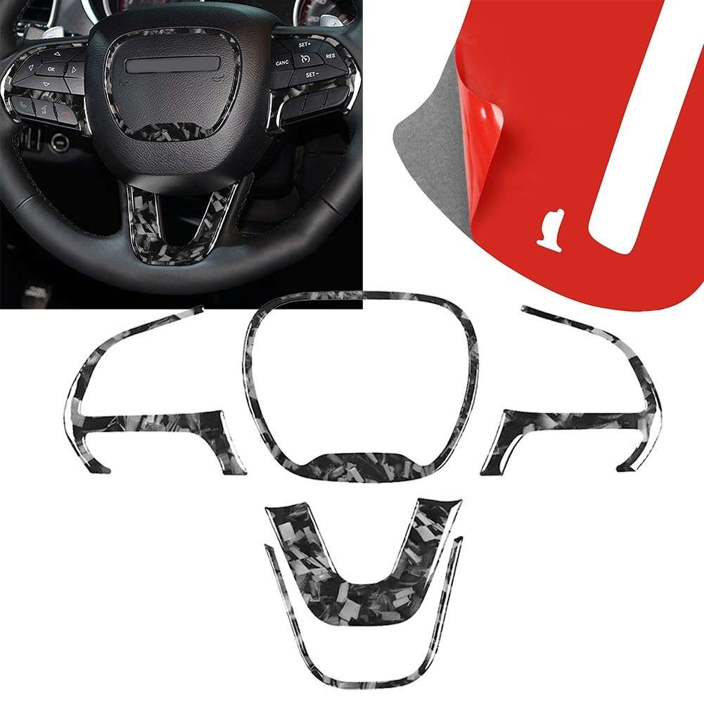 5X Forged Carbon Fiber Steering Wheel Panel Cover For Challenger 2015-2023