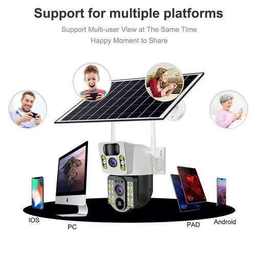 V380 Pro Solar outdoor camera wireless dual lens waterproof 4G 360 CCTV camera
