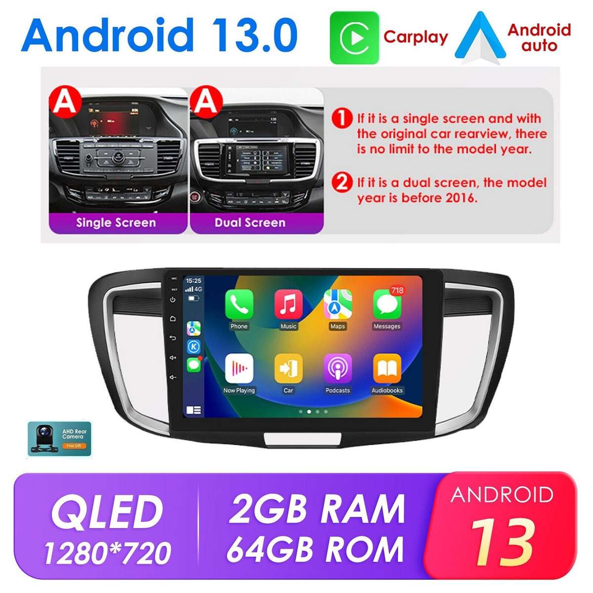 10"Android 13 Car Stereo Radio For Honda Accord 9 2013-2017 GPS 2+64G Mirrorlink