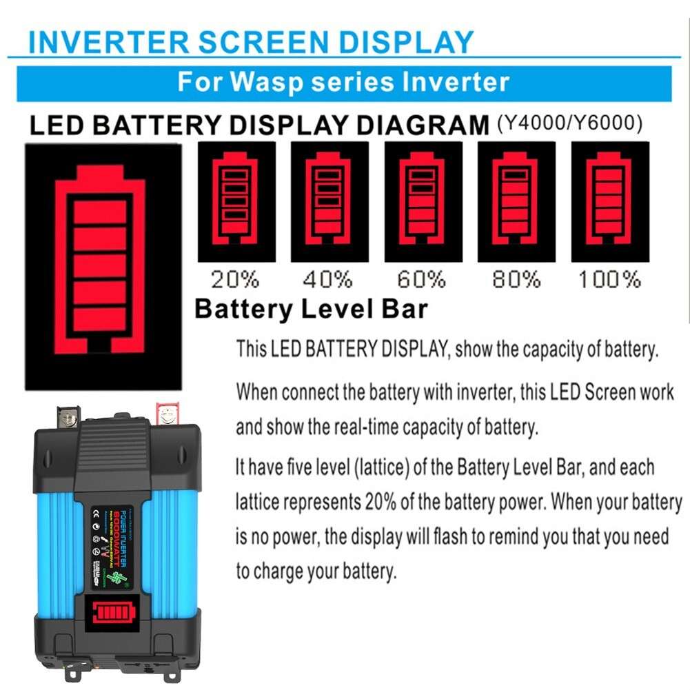 4000W Car Power Inverter DC12V To AC220V Pure Sine/Wave 2USB LCD Display