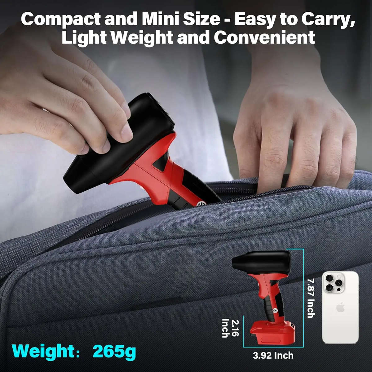 Cordless Leaf Blower Handheld Electric Jobsite Air Blower for Milwaukee Battery