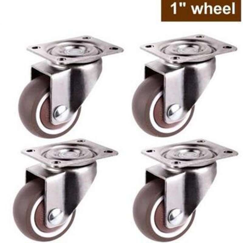 4PCS Mini Small Casters Diameter 1inch/25mm TPE Rubber Super Mute Wheels