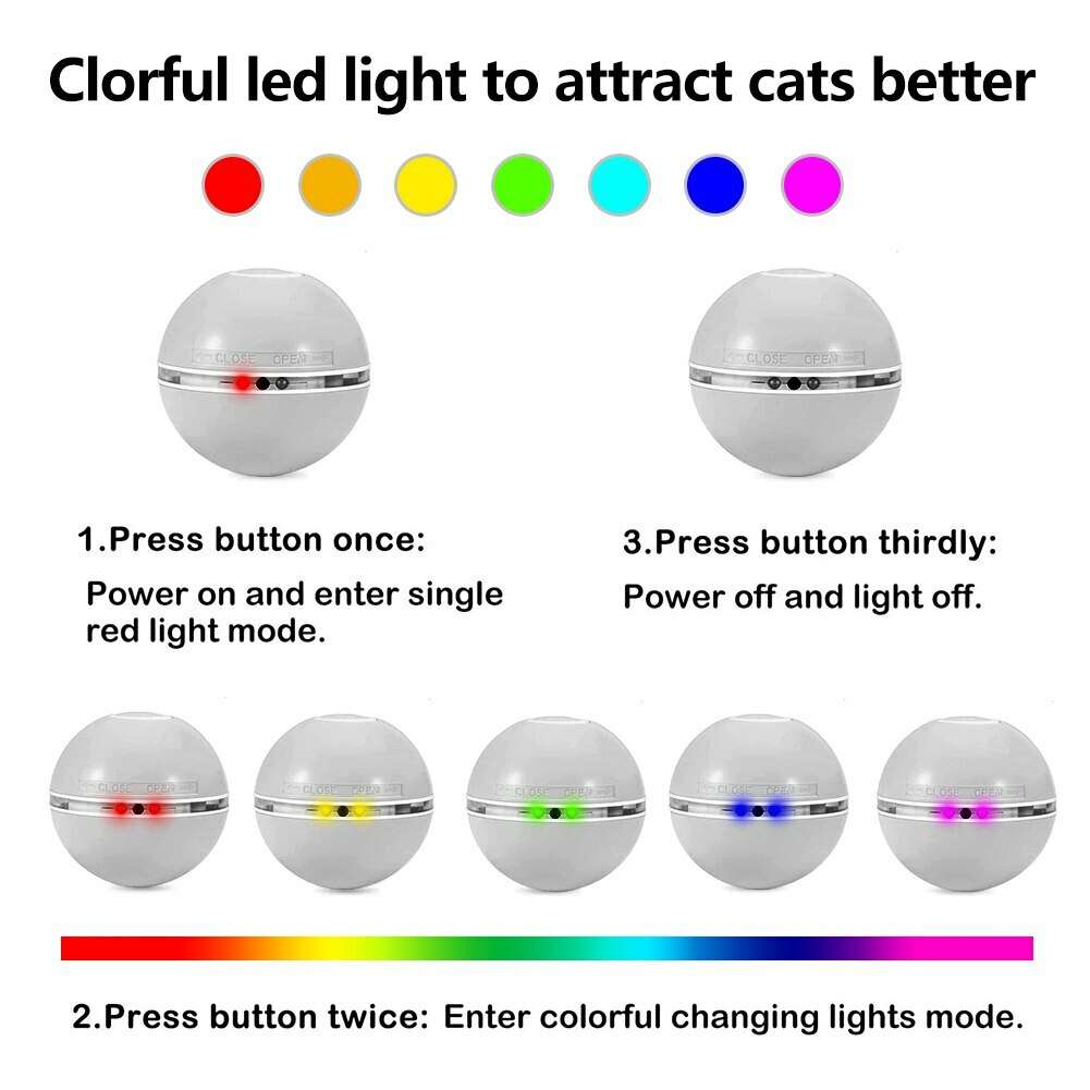 Smart Rechargeable Interactive Cat Toy Colorful LED Self Rotating Catnip Ball