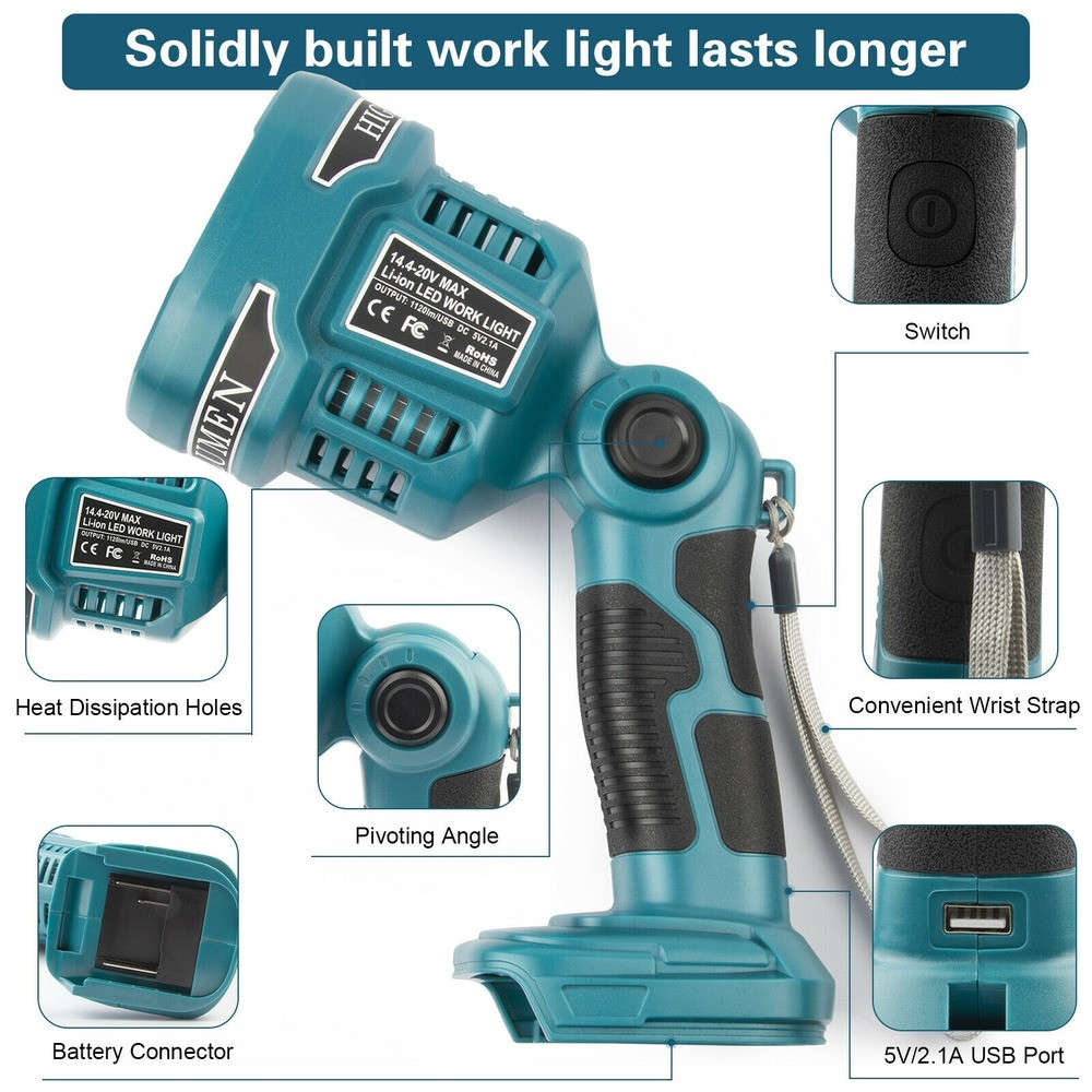 For Makita LED 18V DML812 Li-ion Cordless FlashLight Work Light 18 Volt 4 Modes