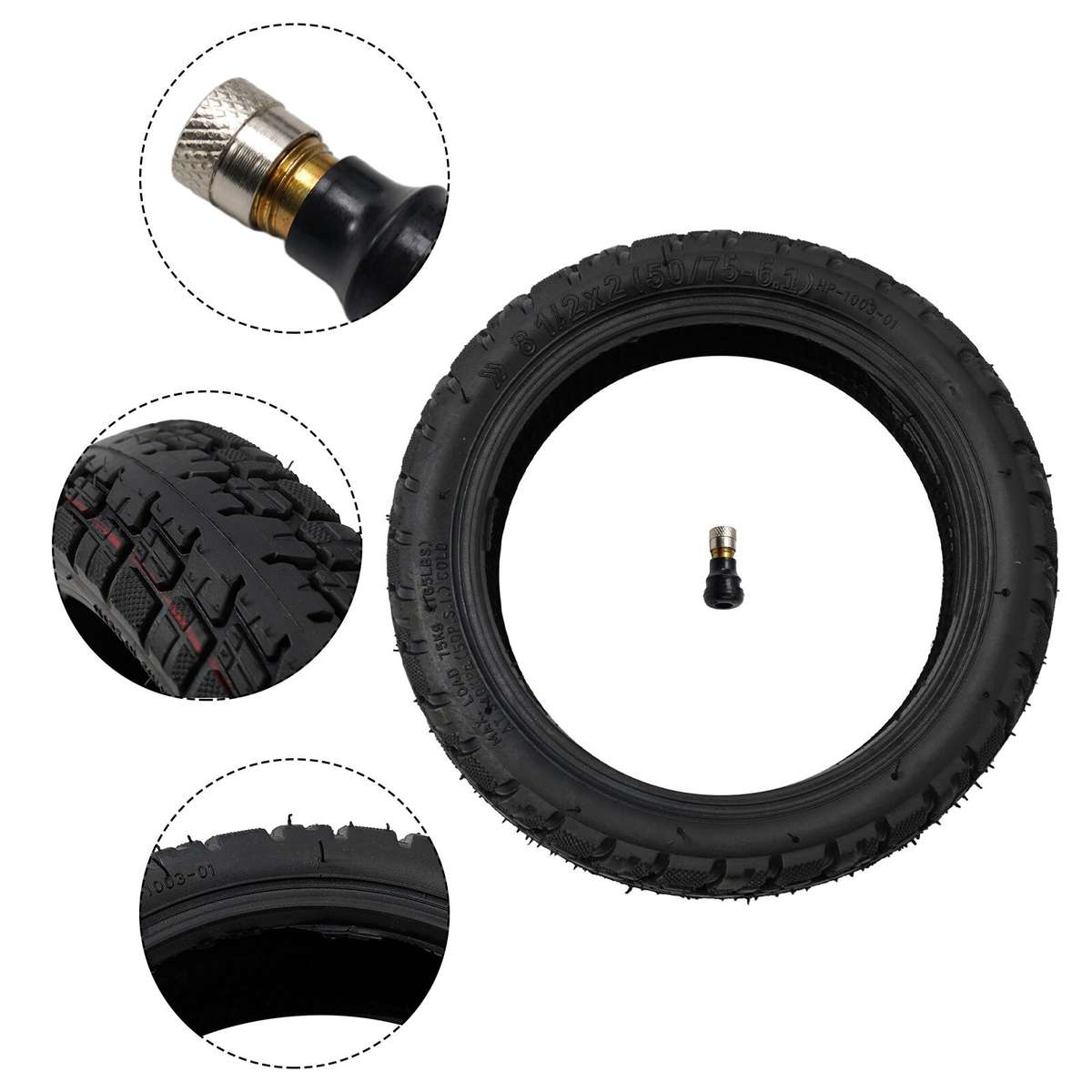 8 1/2*2 Electric Scooter Tire 50/75-6.1 Off-road Tubeless Tyre For