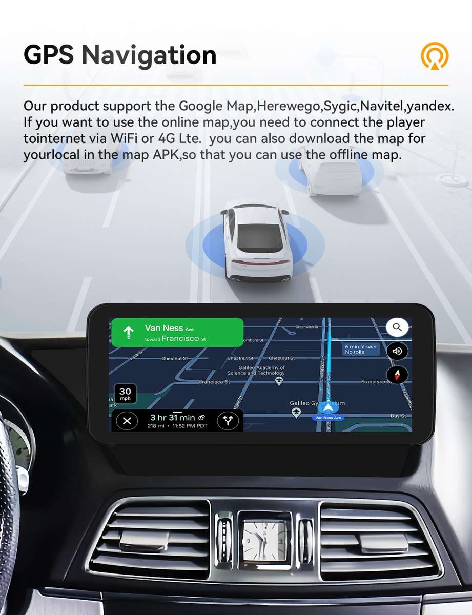 10.25'' Screen Android14 CarPlay Radio GPS For Benz E coupe C207 A207 2+32GB CAM