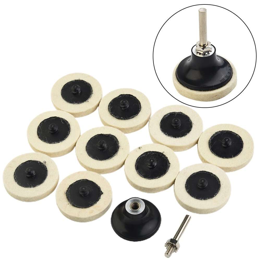 10 Pcs 50mm/2 Compressed Wool Felt Disc Polishing Buffing Pads Wheels+ 1 Holder