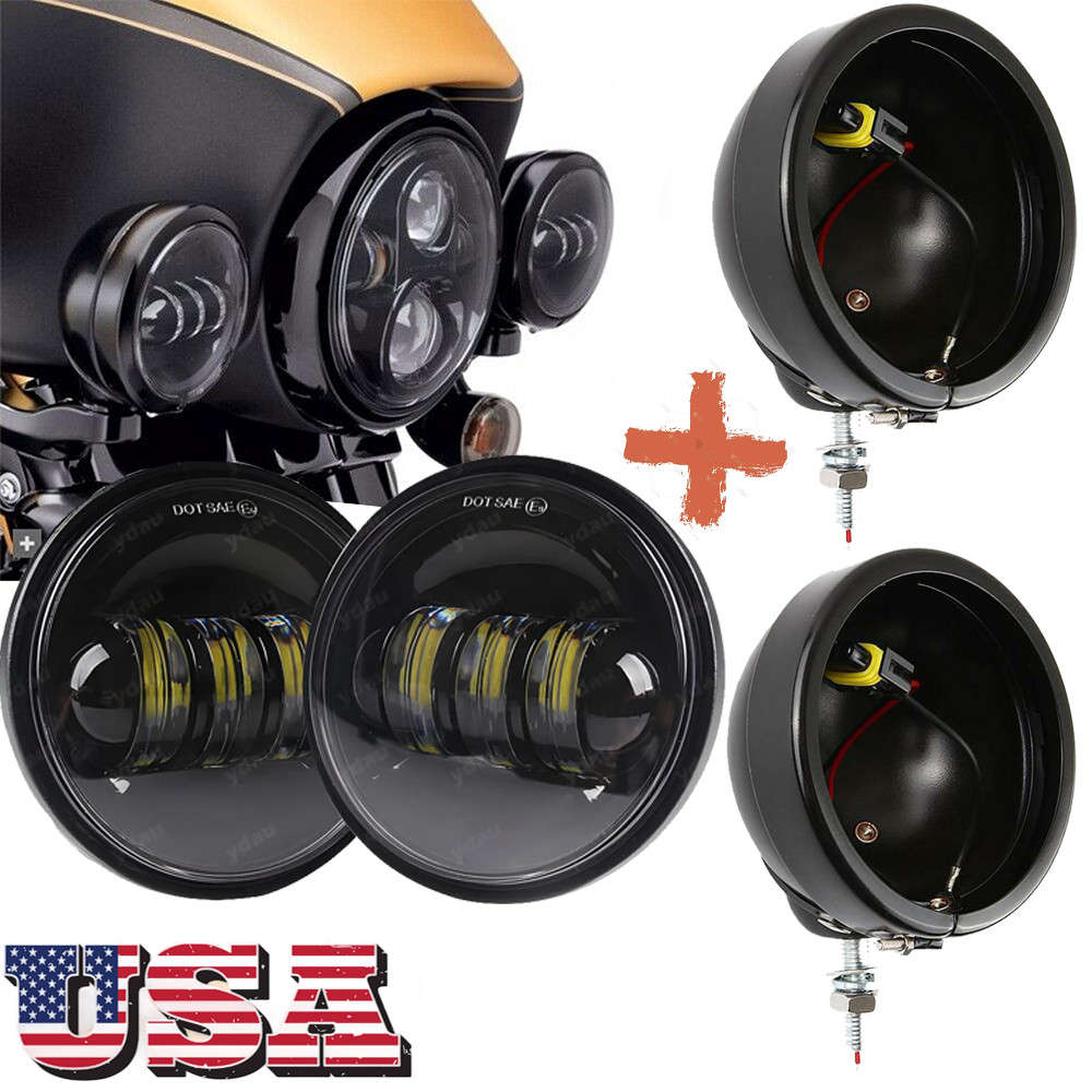 4.5" Spot Fog Passing Lights with Auxiliary Lights Housing For Harley Davidson