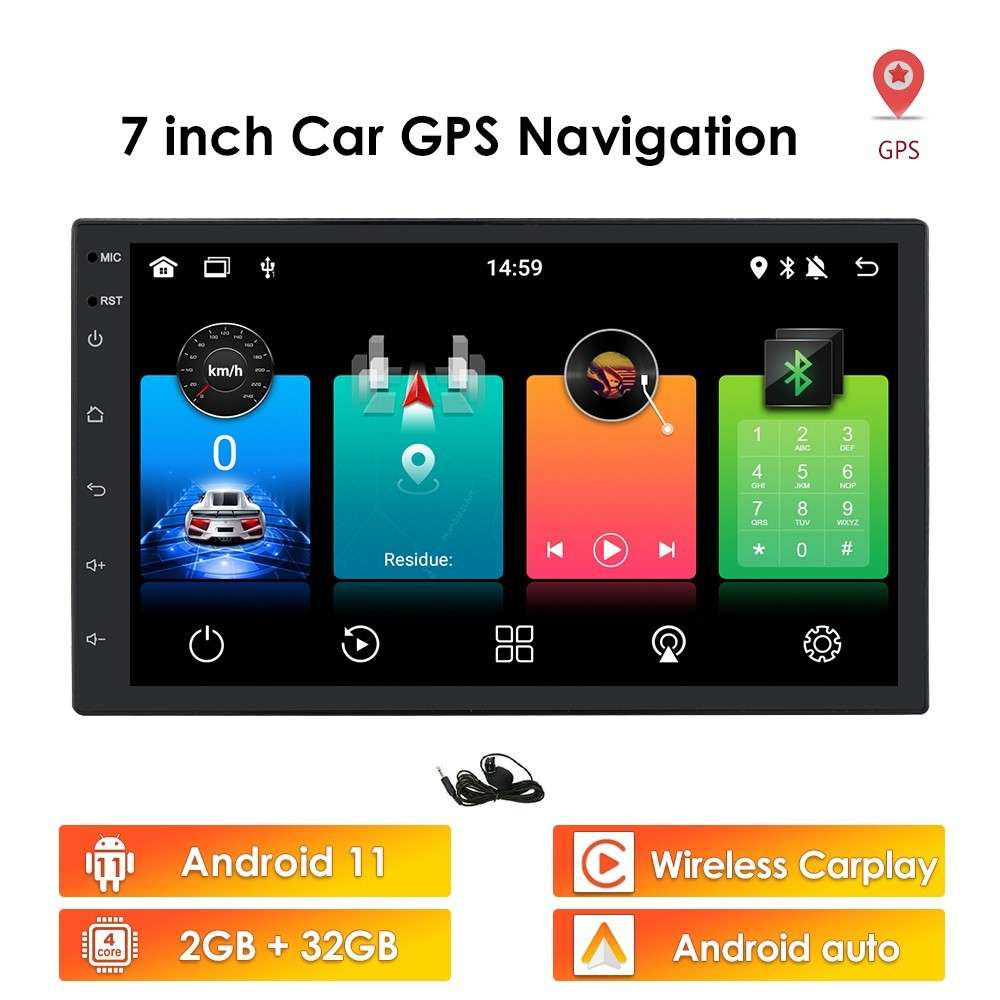 2+32GB Double 2Din 7" Android 11 CarPlay Stereo Radio GPS Navi Touch Screen WiFi