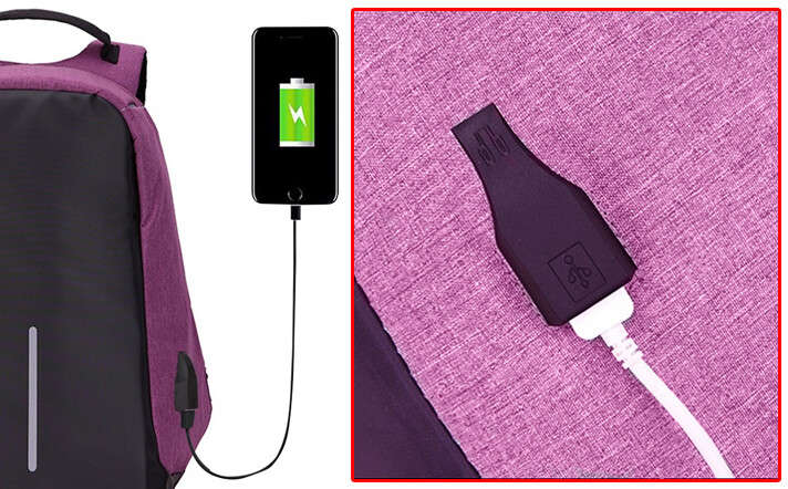 Unisex Anti-Theft Backpack USB Charging Port Laptop Travel Bag Rucksack School