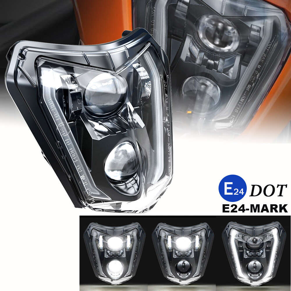 LED Headlight Hi/Low Beam For KTM 200 250 300 450 500 XCW 350 EXC-F XCF-W