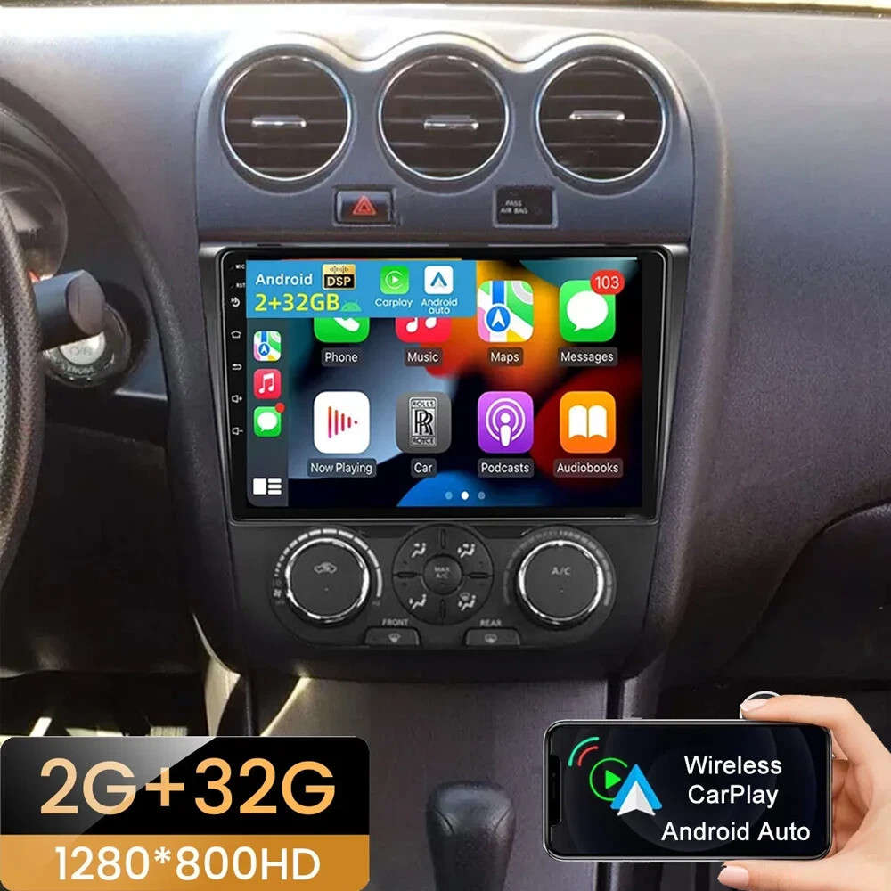 For Nissan Altima 2008-2012 Android 13 Carplay GPS Radio Stereo Head Unit 2+64GB