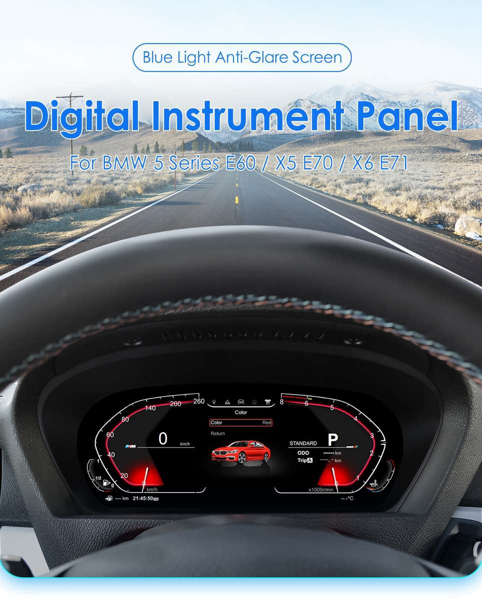 For BMW 5 Series E60 E70 2008~2013 LCD Cluster Instrument Speedometer 12.3 Inch