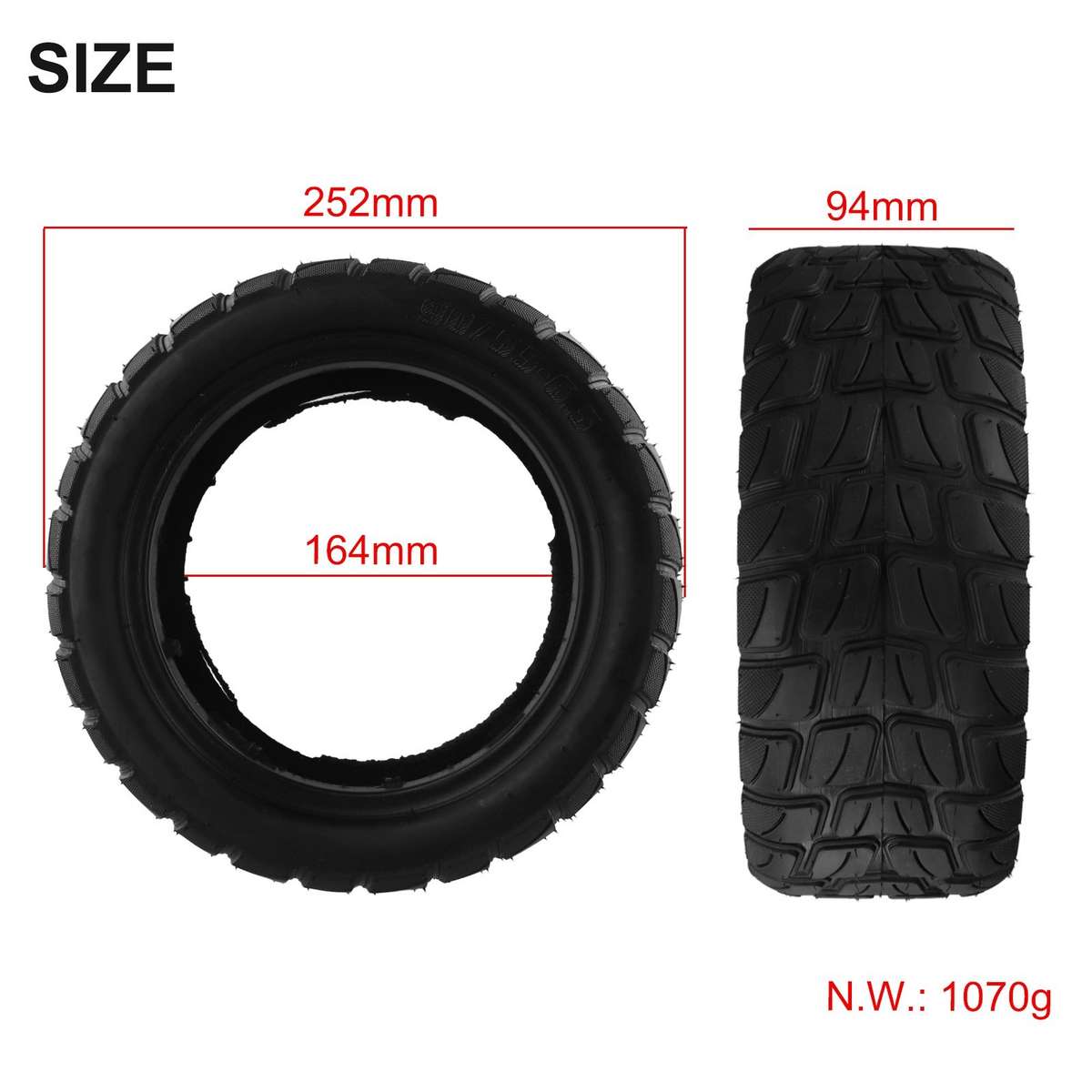 10inch 90/55-6.5 Off-Road Tubeless Tire For Electric Scooter Vacuum Tyre
