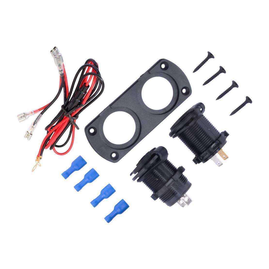 12V Dual USB Car Lighter Outlet Socket Charger With Fuse Panel Mount New