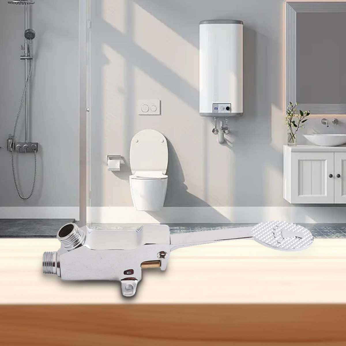 Quick And Hands Foot Pedal Control For Copper Bathroom Sink Faucet