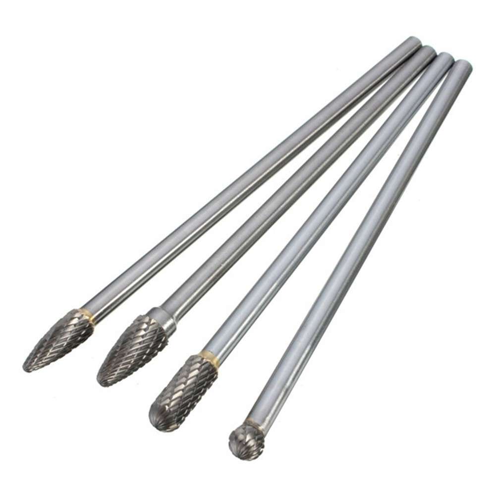 4*Rotary Burr 1/4 Inch 6mm Shank 150mm Long Carbide Cutter CNC-Engraving-Bit