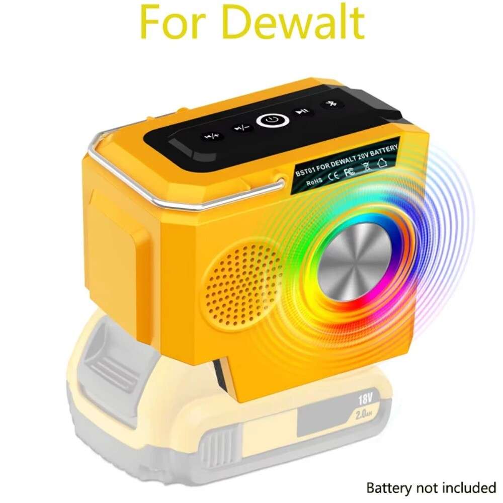 Portable Speaker Bluetooth Player Loudspeaker For Dewalt 18V 20V Li-ion Battery