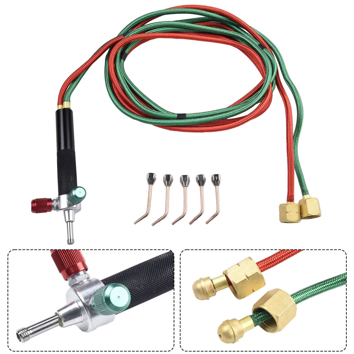Mini Gas Welding Cutting Oxy Oxygen Acetylene Torch Kit Welder Tool & 5 Nozzles