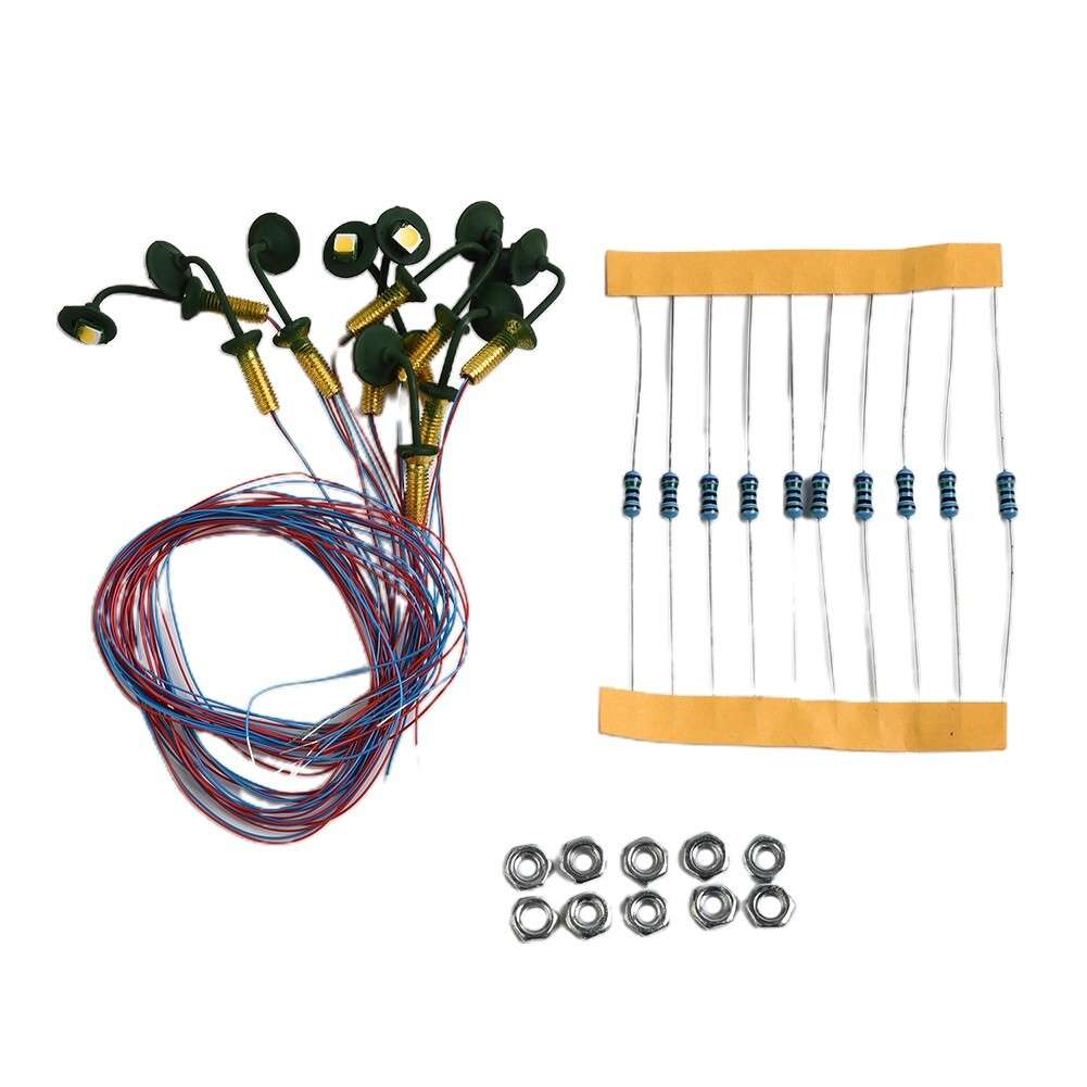 10 X OO / HO Scale Street Bracket Light Model Wall Lamp Posts LED Building