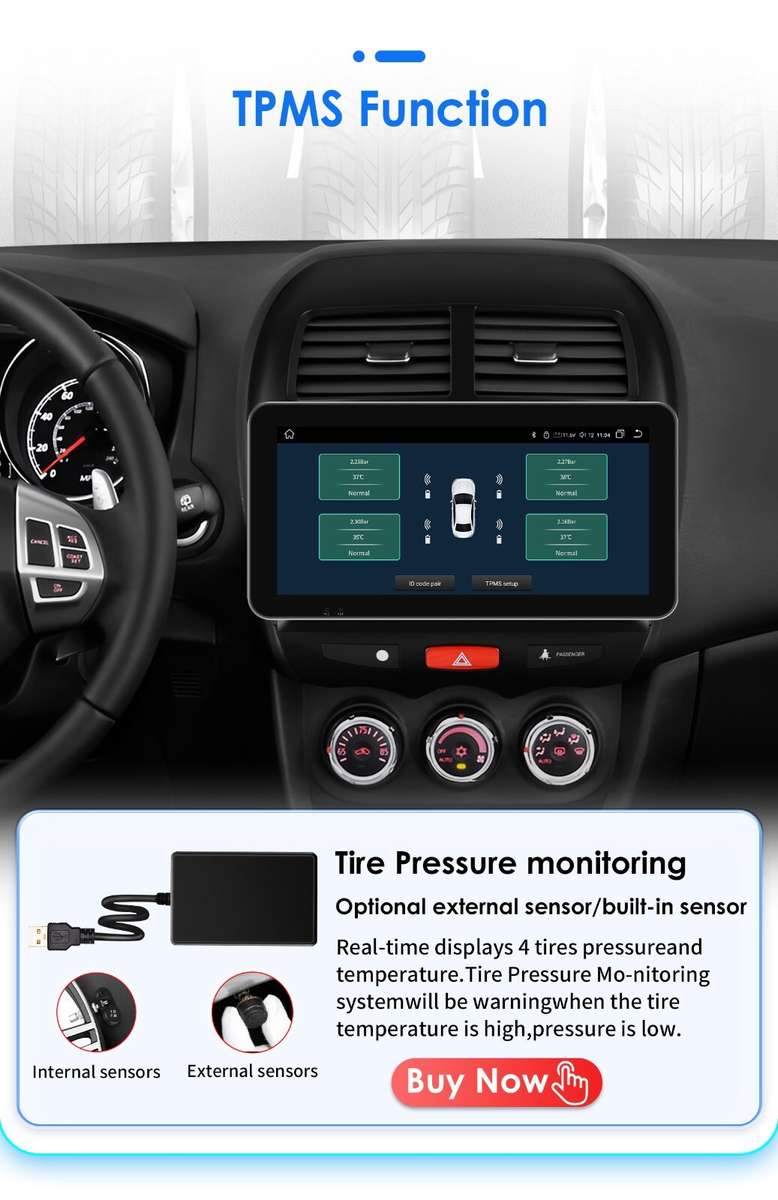 10.1" Android12 Carplay Radio GPS AUX Stereo For 2014-2018 Mitsubishi ASX1 RDS