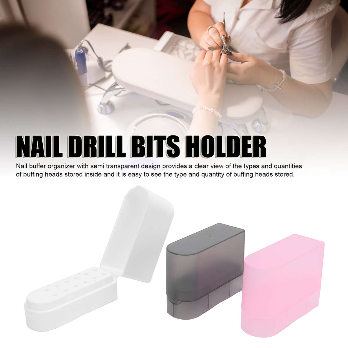 3pcs Nail Drill Bits Holder Dust Resistant 12 Holes Nail Drill Bits Organize CHW