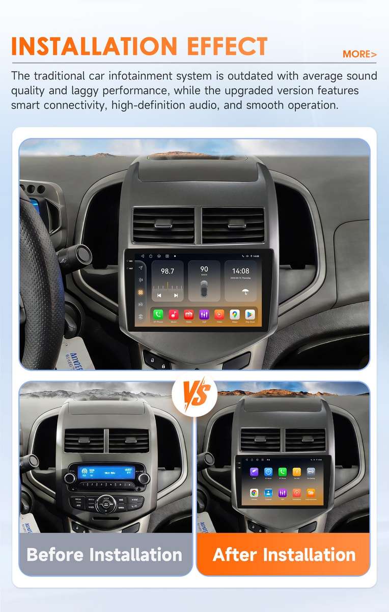 8Core CarPlay For Chevrolet Aveo Sonic 2011-15 Android 14 GPS Radio Stereo 4+32G