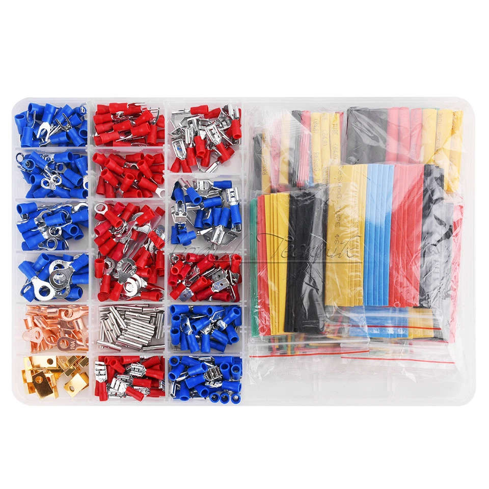MASSIVE 678 Piece Electrical Crimp Connectors Terminals and Heat Shrink Tubing Set