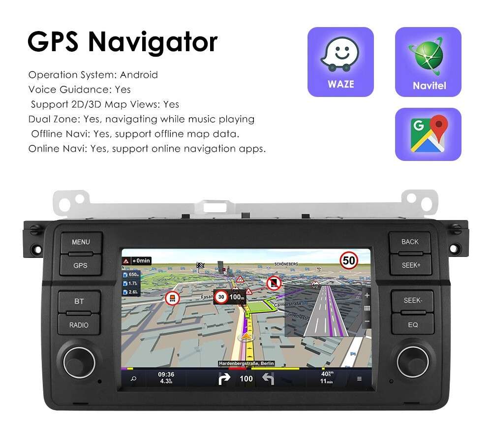 7" Double 2Din For BMW E46 M3 320 325i CarPlay Radio Stereo Player GPS BT+Camera