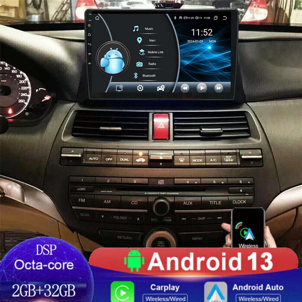 8Core 10"Android 13 For Honda Accord 8 2008-2013 Carplay GPS Stereo Radio DSP BT
