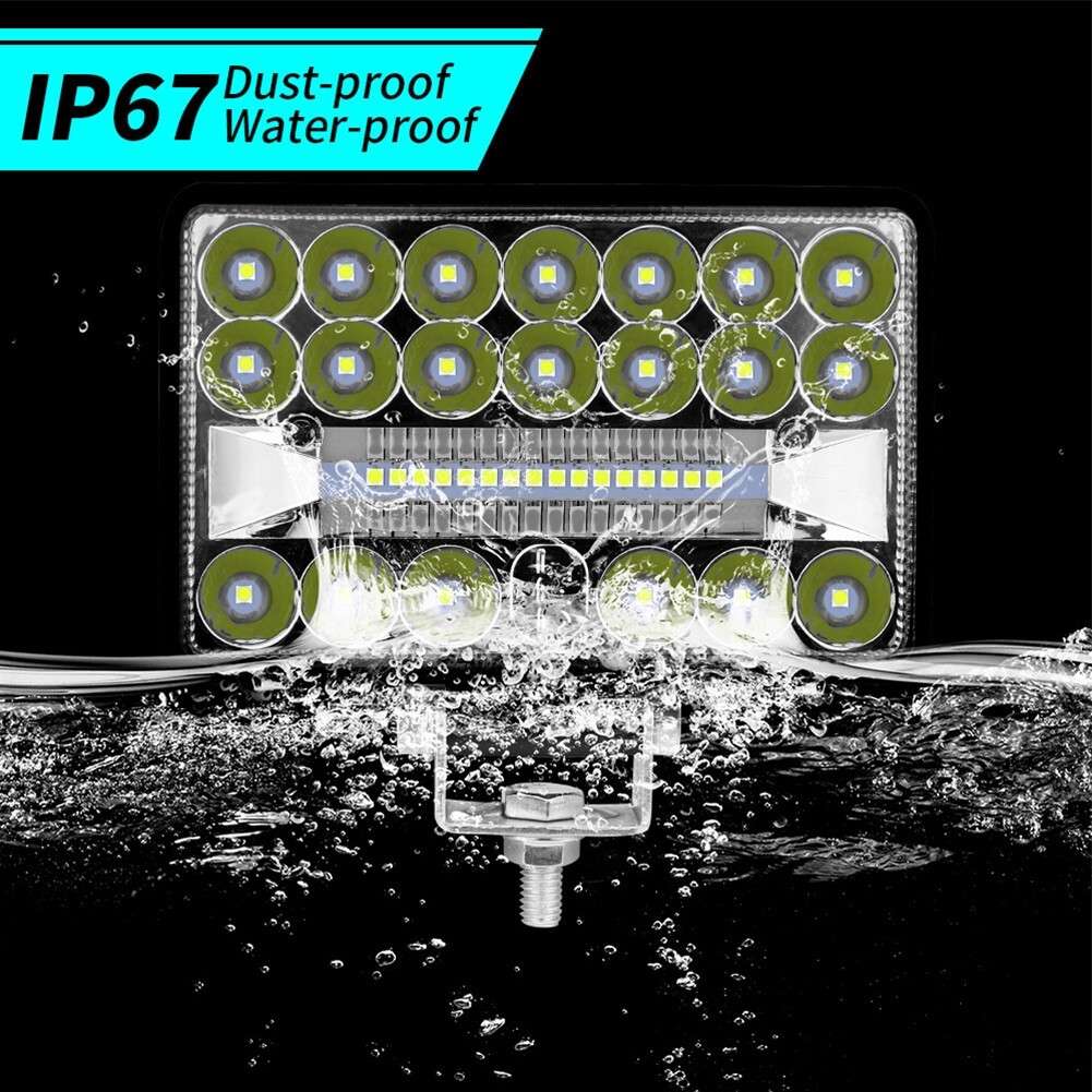 2x 60W 3X5 Inch Chrome Rectangular LED Headlights Replacement High Brightness
