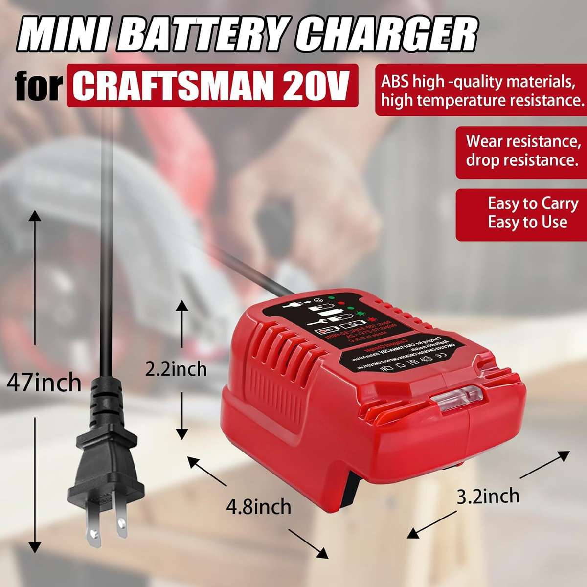 Mini Charger for Craftsman 20V Li-ion Battery CMCB204 CMCB202 CMCB201 CMCB209