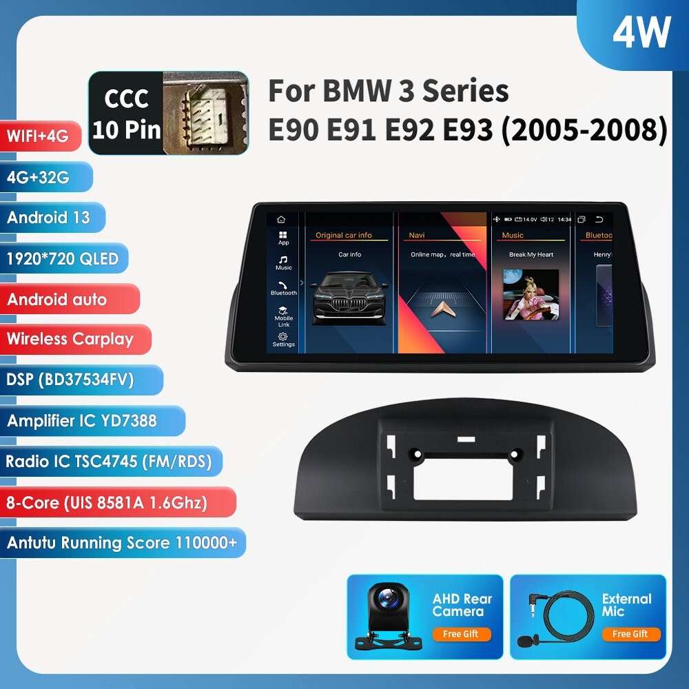 10.25" Screen Android13 Carplay GPS For BMW 3 Series E90 E91 E93 CCC DSP Stereo