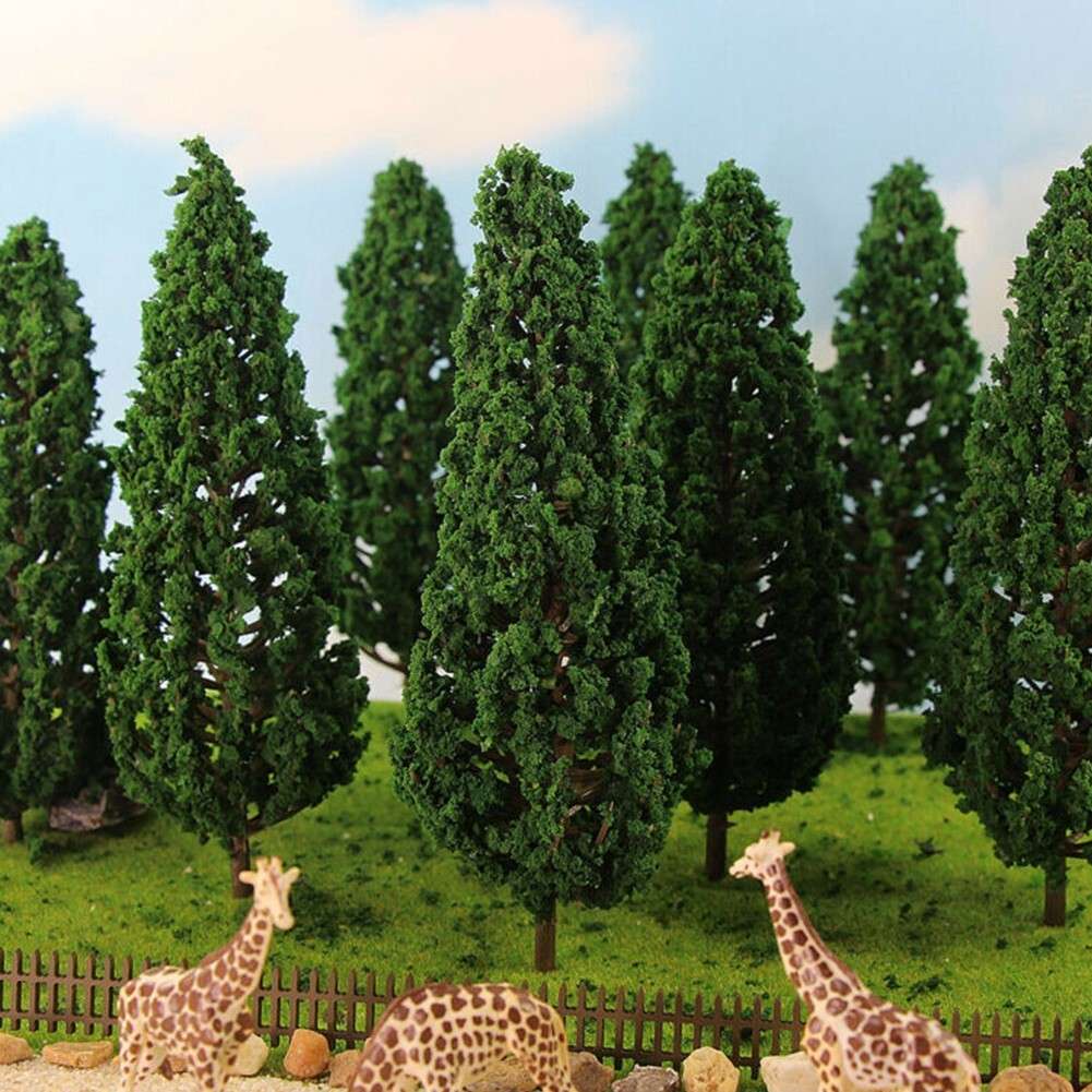 10x 15cm Model Pine Trees Green For O G Scale Railway Scenery Layout