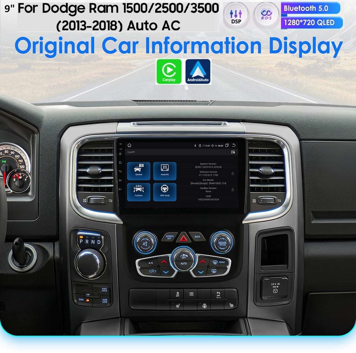 CarPlay Android 12 4+32G Car Radio Stereo for Dodge Ram 2013-2018 1500 2500 3500